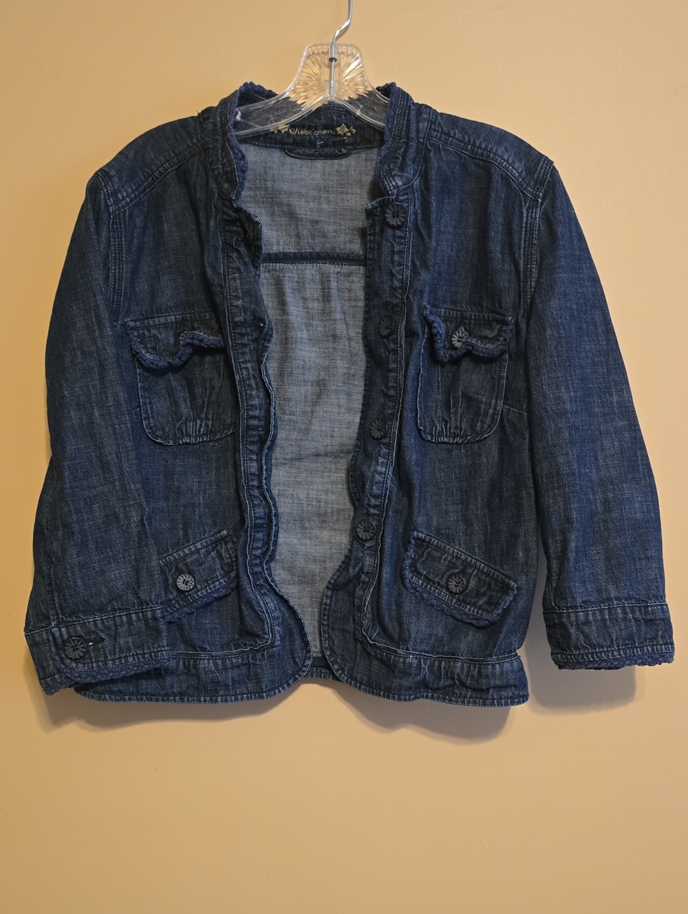 Kiku Jeans Denim Jacket 100% Cotton Blue Women's Size Large Denim Utility Jacket